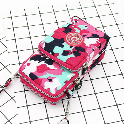 Nylon Shoulder Crossbody Phone Bag Women Sports Running Multi Layer Zipper Pouch Armband Bag