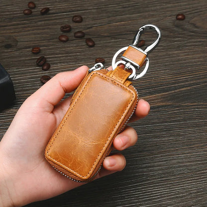 Genuine Leather Car Key Bag Retro Waist Hang Men S Top-Grain Cowhide Car Key Bag