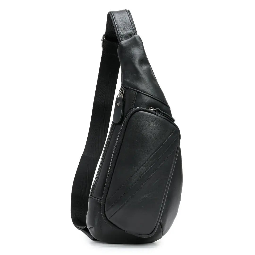 Leather Chest Bag Men Shoulder Crossbody Cowhine Diagonal Backpack Large Capacity
