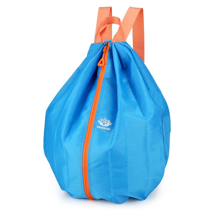 Folding Shoulder Sports Backpack Middle Zipper Outdoor Travel Portable Anti-Spill