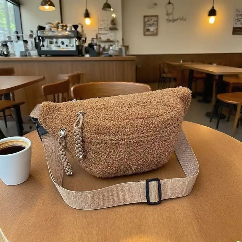 Plush Teddy Chest Bag Unisex Crossbody Waist Bag