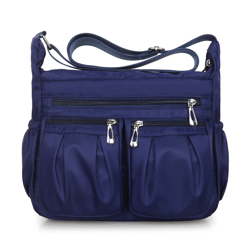 Multi-Pocket Waterproof Nylon Crossbody Bag for Women