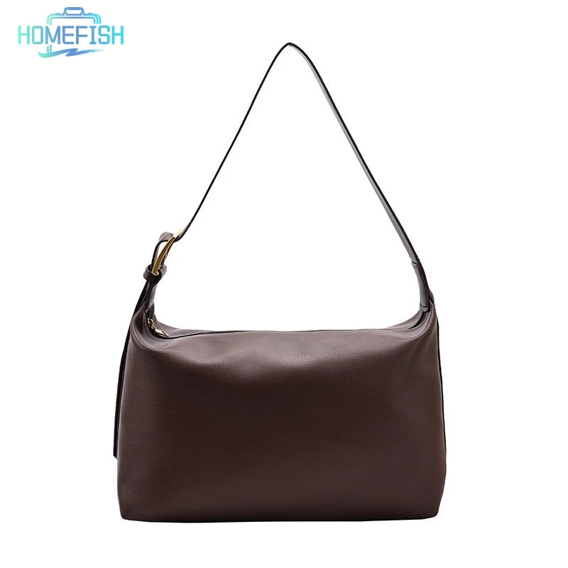 Large Capacity Shoulder Bag Homefish Pu Leather Boston Handbag Women Vintage Pillow Design