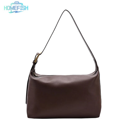 Large Capacity Shoulder Bag Homefish Pu Leather Boston Handbag Women Vintage Pillow Design