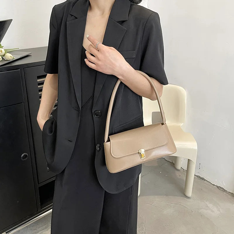 Women's Retro Baguette Shoulder Bag – Minimalist Underarm Handbag