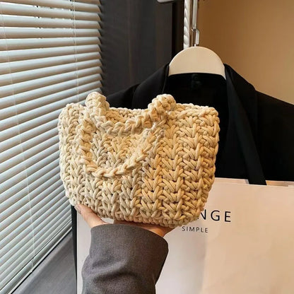 Leisure Popular Beach Bag Handbag Exquisite Hand Woven Handmade Cotton Thread Women S Versatile