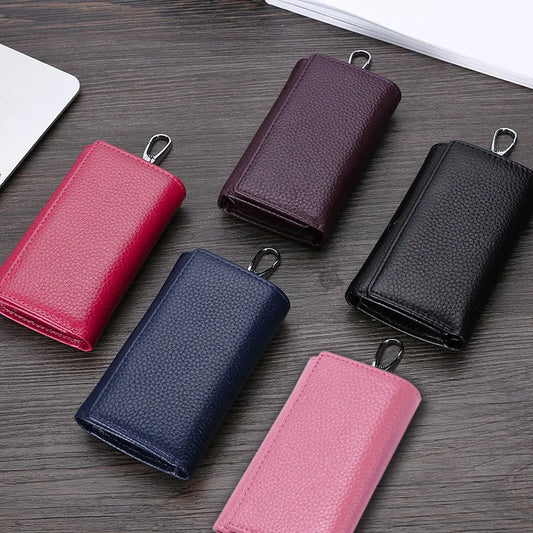 Leather Key Case Multi-Functional Three-Fold Wallet Men Women