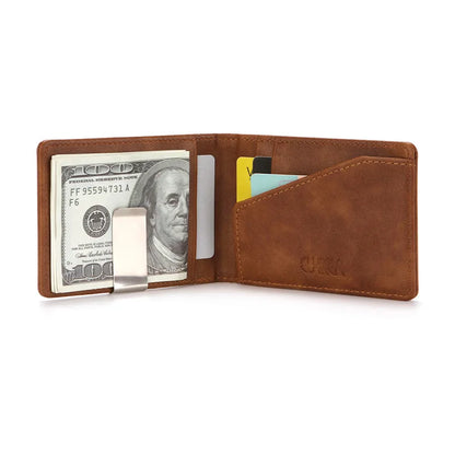 Men S Leather Money Clips Wallet Multifunctional Thin Man Card Purses Women Metal Clamp Cash Holder