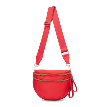 Checkered Saddle Crossbody Bag – Dual Zipper Shoulder & Waist Pack for Women