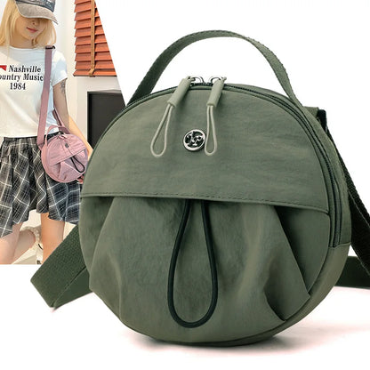 Waterproof Round Crossbody Bag – Lightweight Nylon Shoulder Purse