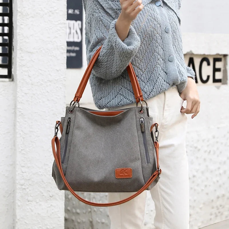 Large Canvas Crossbody Bag for Women
