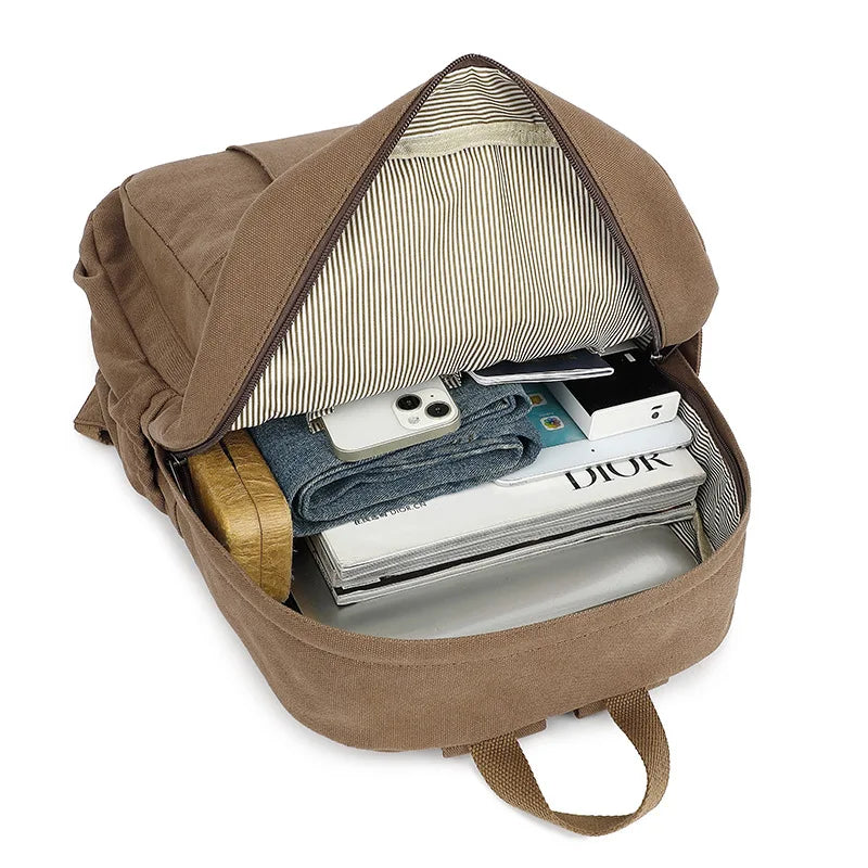 Wear-Resistant Canvas Men S Backpack Large Capacity 15 6-Inch Computer Storage