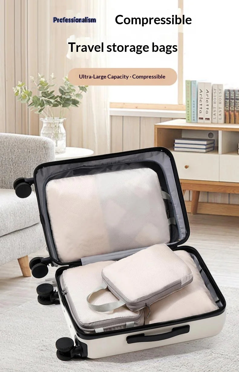 Homefish 4 Pcs Compressible Travel Organizer Bag Vertical Waterproof Multi-Functional Business