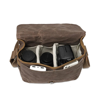 Vintage Canvas Single-Shoulder Camera Photo Bag Cross-Body Man Business Small Body