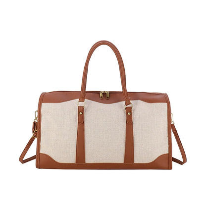 Large Travel Duffle Bag for Women – Vintage Canvas & PU Leather Weekender
