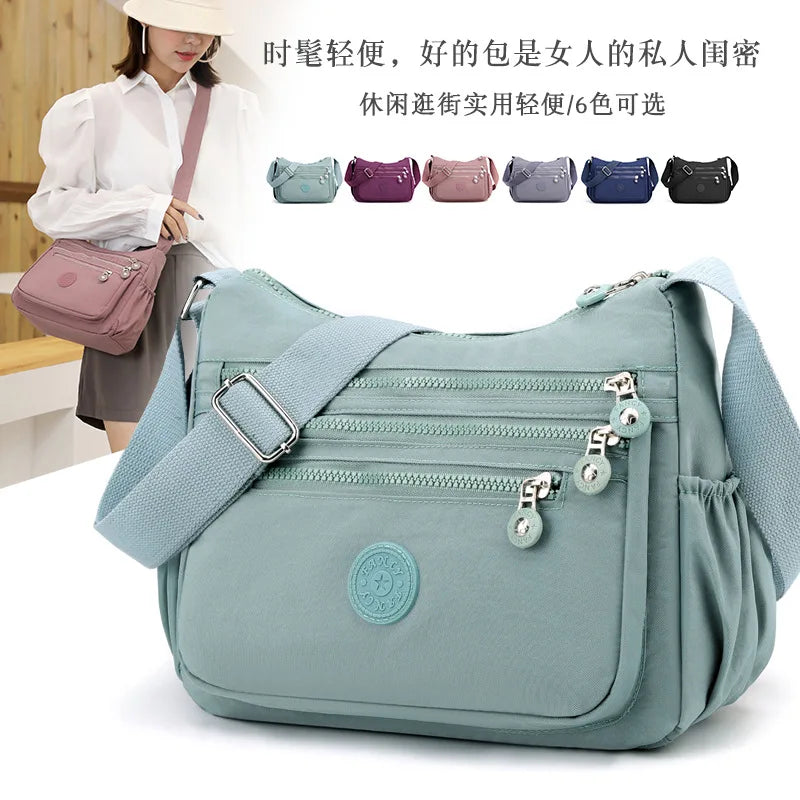 Multi-Layer Shoulder Crossbody Bag Lightweight Oxford Cloth Large Capacity Mobile Phone Storage