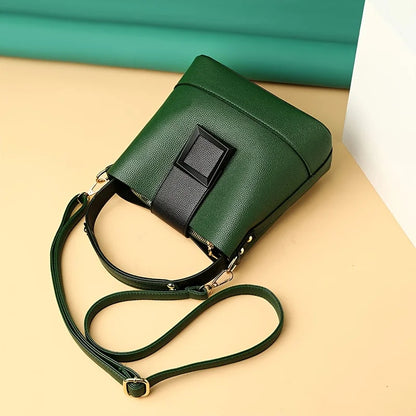 Elegant Solid Color Bucket Bag Adjustable Shoulder Strap Versatile Crossbody Handbag Women