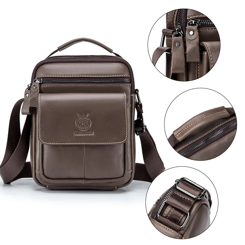 Top-Grain Cowhide Men S Single-Shoulder Bag Crossbody Leather Hand-Held Large-Capacity Bag