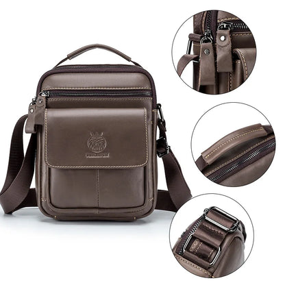 Top-Grain Cowhide Men S Single-Shoulder Bag Crossbody Leather Hand-Held Large-Capacity Bag
