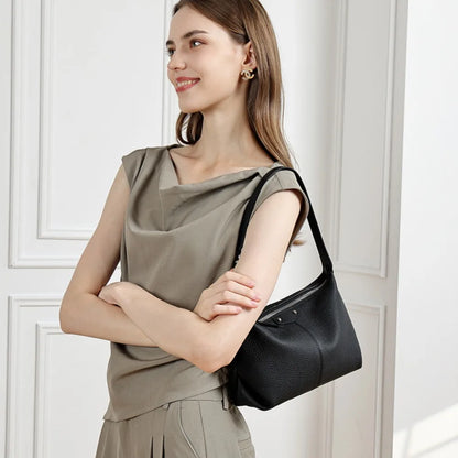 Genuine Leather Ladies Hand-Held Tote Bag Large-Capacity Simple Commuting Crossbody Bag