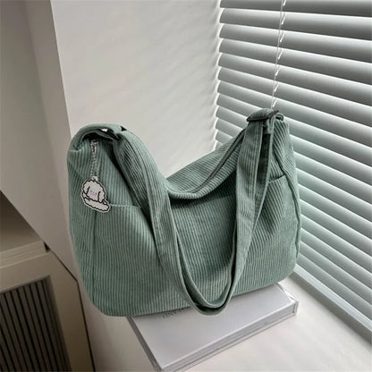 Corduroy Shoulder Bag – Casual Dumpling Tote for Students & Everyday Use