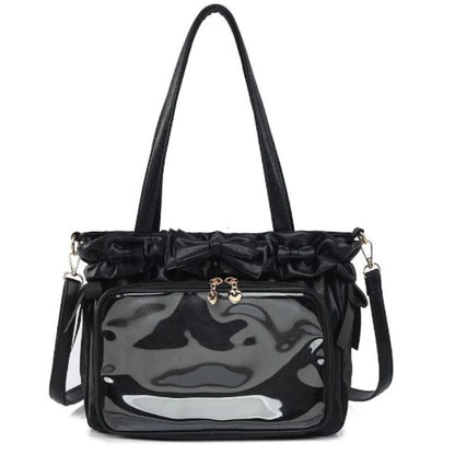 Lolita Women Ita Bags Pu Clear Window Diy Anime Badge Crossbody Shoulder Bag Subculture Ruched Jk