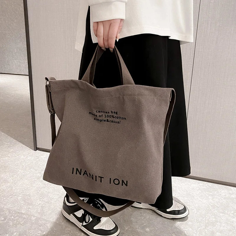 Large Canvas Crossbody Tote Bag – 100% Cotton, Unisex