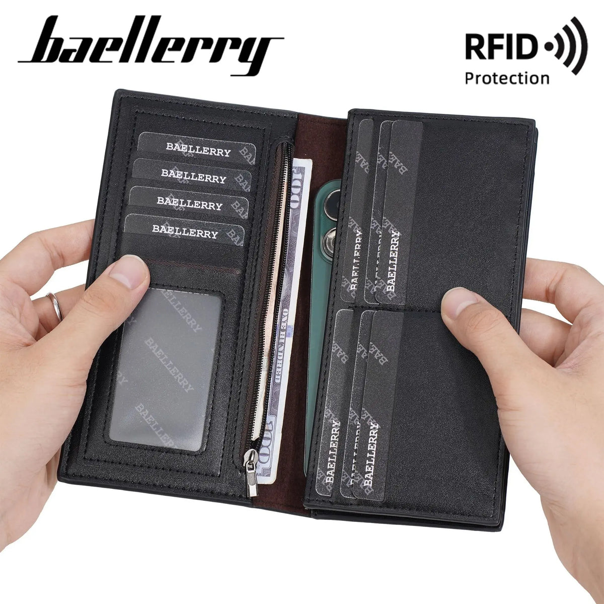 Light Thin Spliced Large-Capacity Wallet Men S Long Retro Business Multi-Slot Soft Wallet - Soft