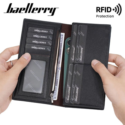 Light Thin Spliced Large-Capacity Wallet Men S Long Retro Business Multi-Slot Soft Wallet - Soft