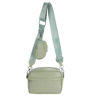 Quilted Shoulder Bag Casual Zipper Crossbody Bag Pu Square Bag Small Purse