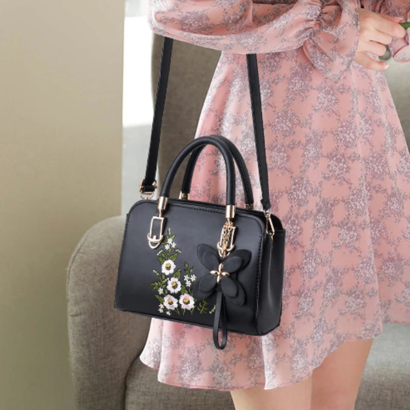 Floral Embroidered Handbag – Women's Shoulder & Crossbody Bag