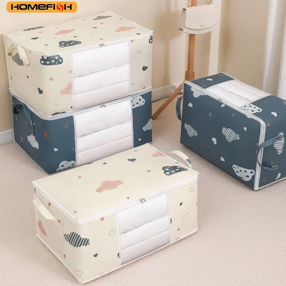 Homefish Multifunctional Storage Bag Waterproof Dustproof Moistureproof Large Quilt Clothes Home
