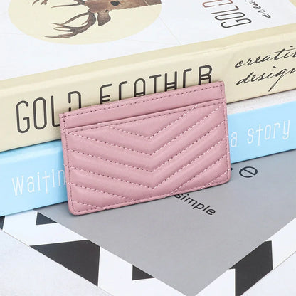 Sheepskin Embroidered Card Bag Thin One-Piece Document Storage Women S Portable Holder Leather