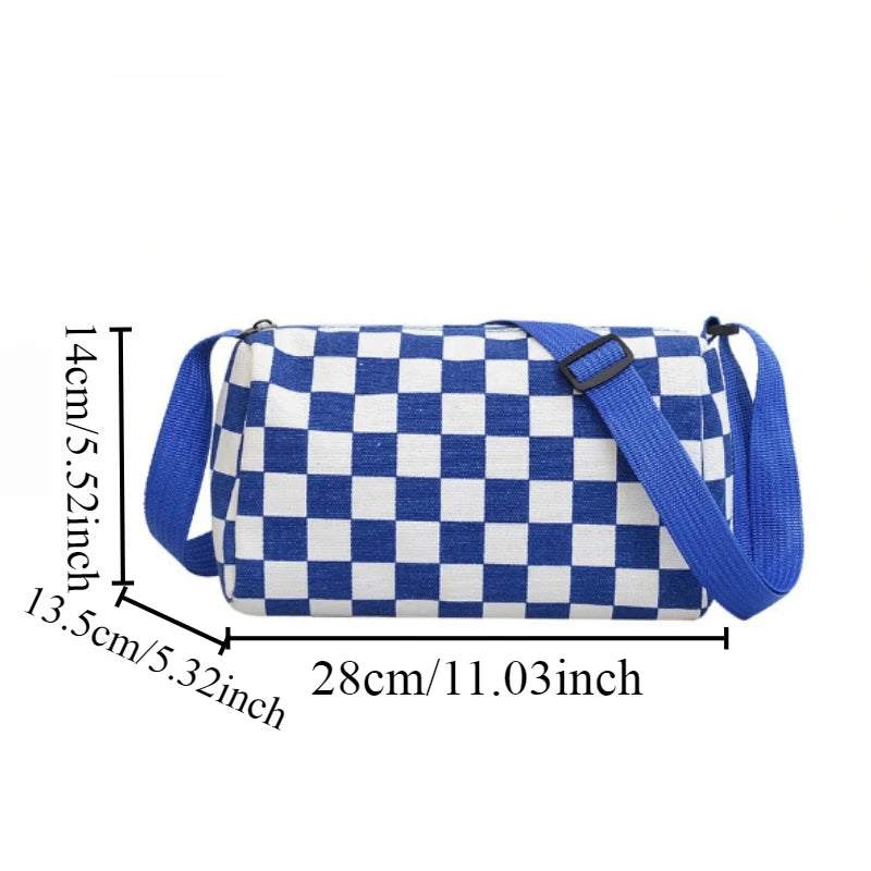 Checkered Crossbody Shoulder Bag – Large Capacity Messenger