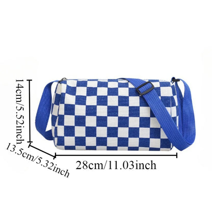 Checkered Crossbody Shoulder Bag – Large Capacity Messenger