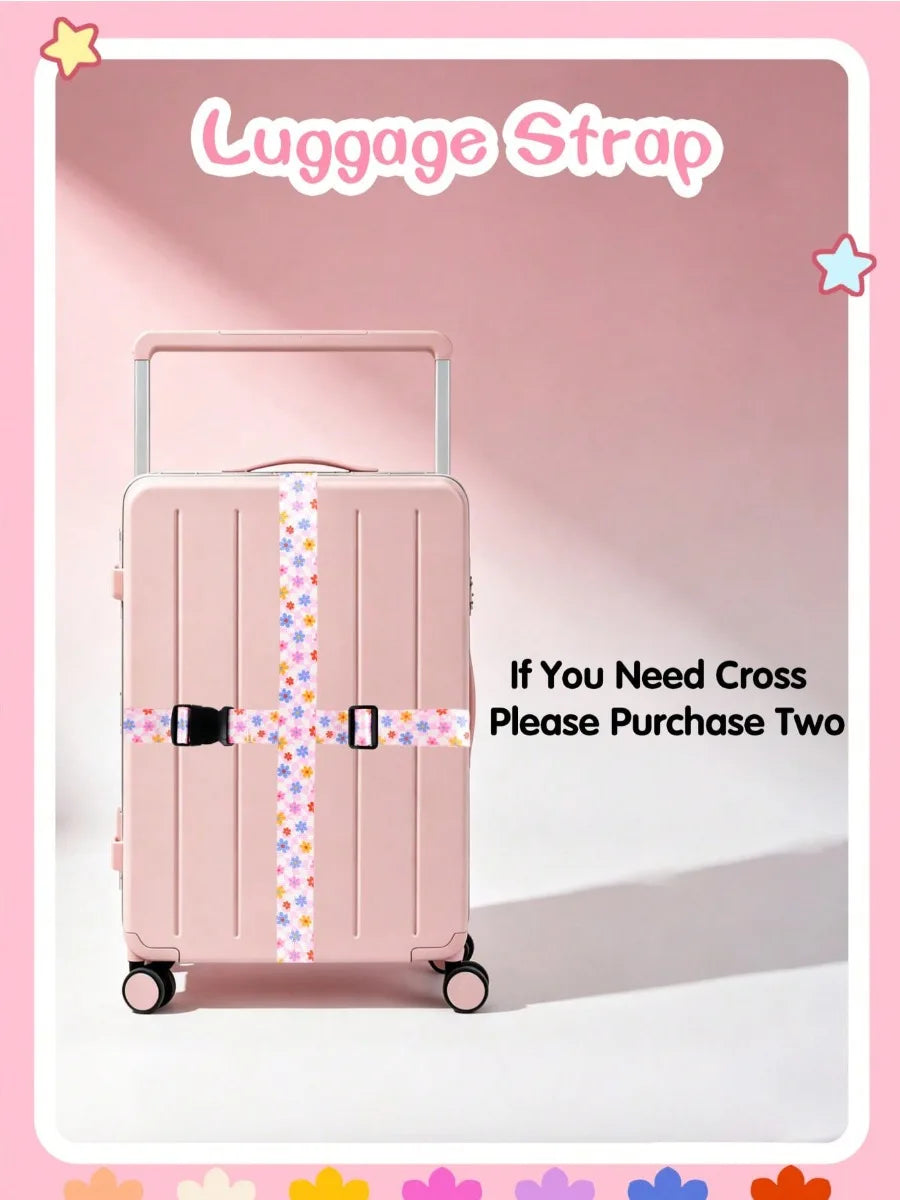 Cute Print Travel Luggage Belt Buckle Adjustable Luggage Strap Suitcase - Soft