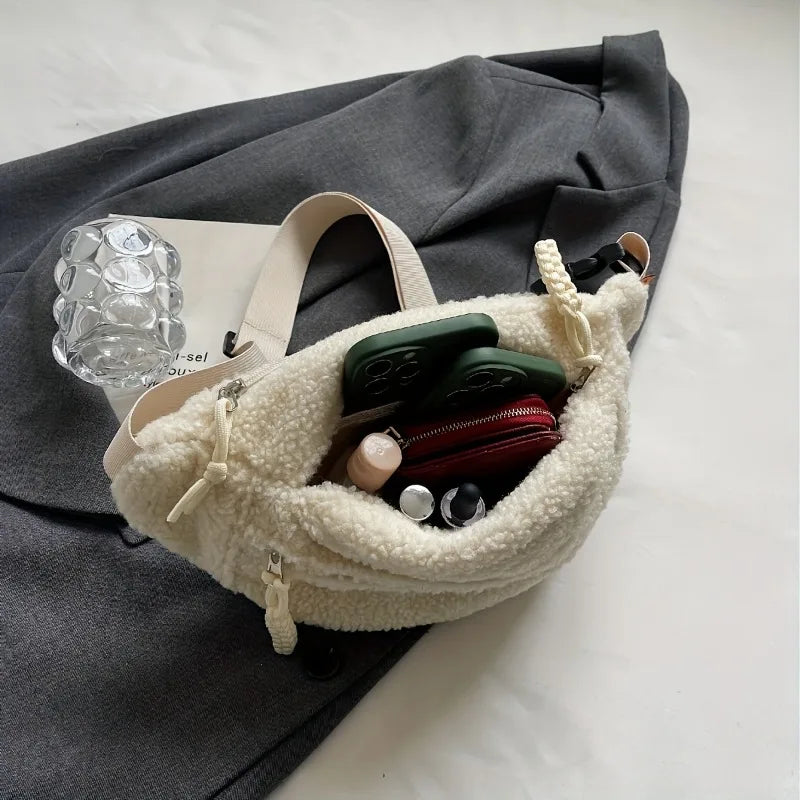 Plush Teddy Chest Bag Unisex Crossbody Waist Bag