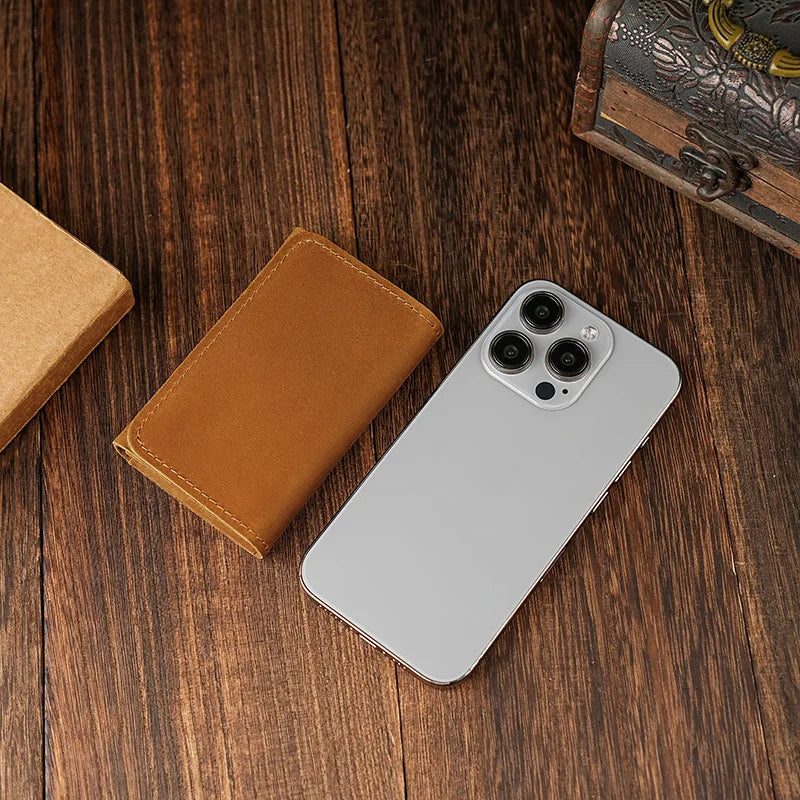 Genuine Leather Card Case Men S Women Business Cards Crazy Horse Leather Credit Card Holder