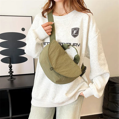 Lightweight Women S Bag Stylish Canvas Cross Bags Nylon Tote Y2k Bag Solid Color Waterproof Shoulder