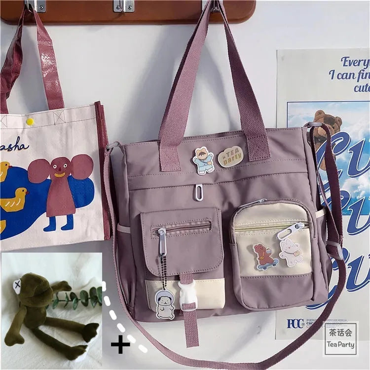 Kawaii Canvas Crossbody Bag – Japanese Style Shoulder Bag for Women & Students