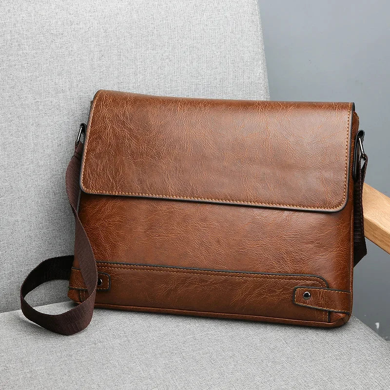 Men's Retro Leather Shoulder Bag – Business Crossbody