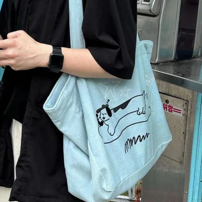 Dog Cowboy Tote Bag Portable Go-Out Travel Shoulder