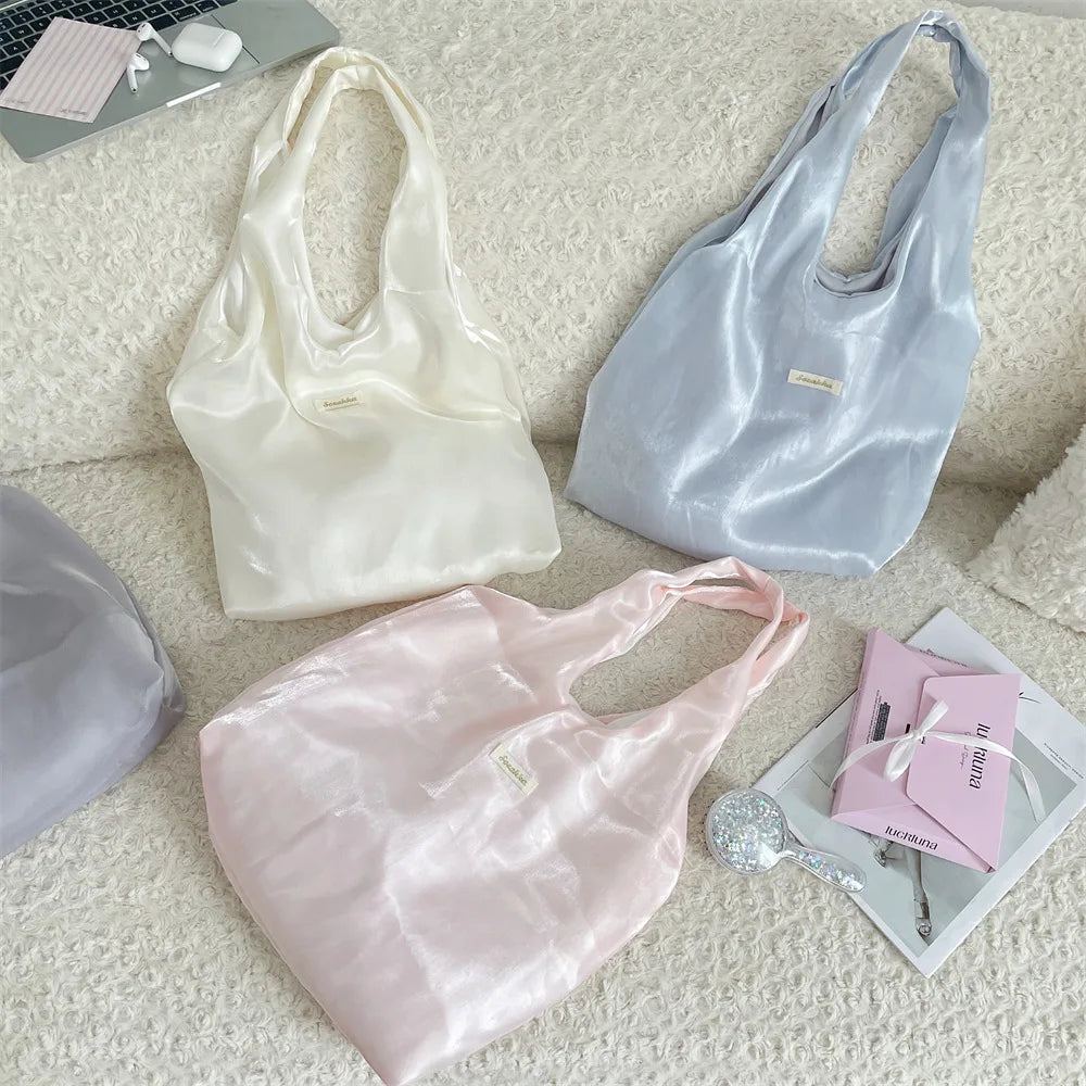 Fairy Bag Flexible Large Capacity Handbag Underarm Lightweight Satin Tote Stylish Accessory Shopping