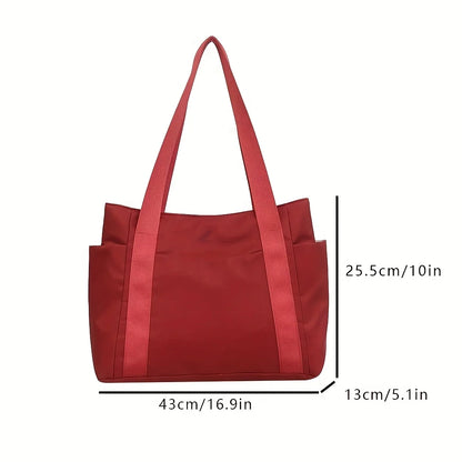 Chic Large Capacity Tote Bag Women Lightweight Durable Oxford Fabric Handbag Shoulder Bag