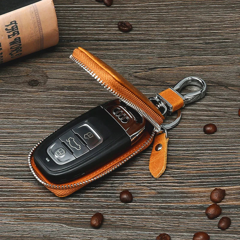 Genuine Leather Car Key Bag Retro Waist Hang Men S Top-Grain Cowhide Car Key Bag