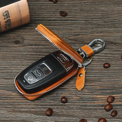 Genuine Leather Car Key Bag Retro Waist Hang Men S Top-Grain Cowhide Car Key Bag