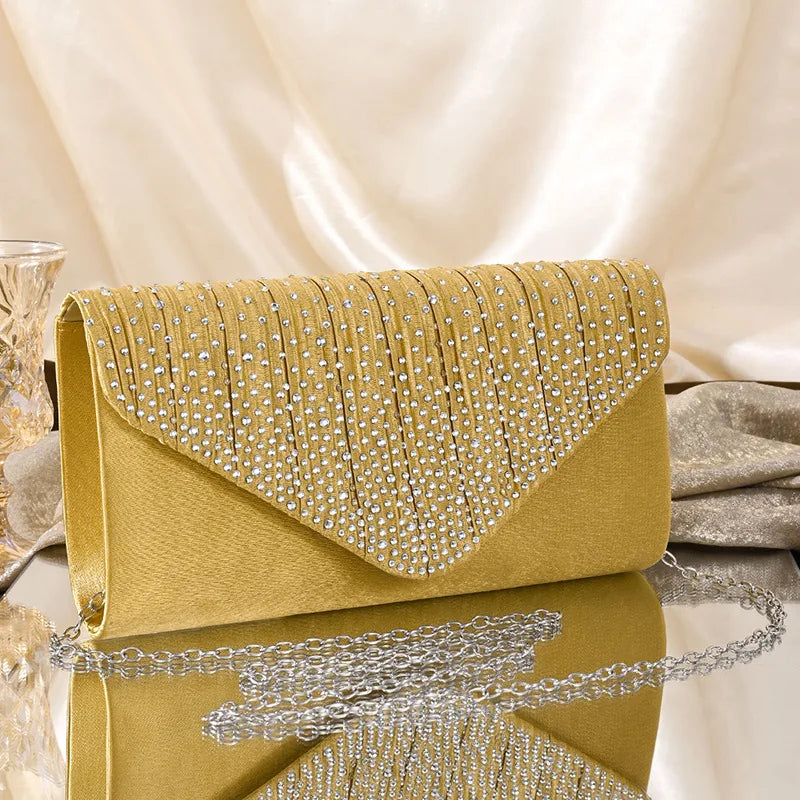 Sparkly Evening Handbag Detachable Chain Strap Parties Weddings Crossbody Bag