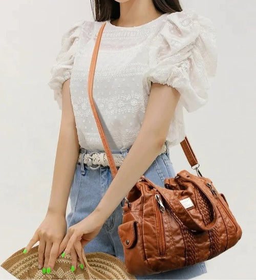 Women S Tote Bag Large-Capacity Handbag Horizontal Soft Leather Women S Single-Shoulder Bag - Soft