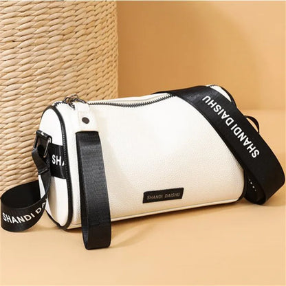 Women's Pillow Crossbody Bag – Soft Leather Shoulder Bag with Wide Strap