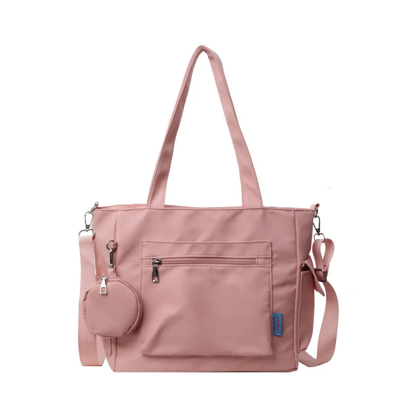 Multi-Pocket Large Capacity Tote Bag Casual Shoulder Bag Detachable Coin Purse Work Commuter